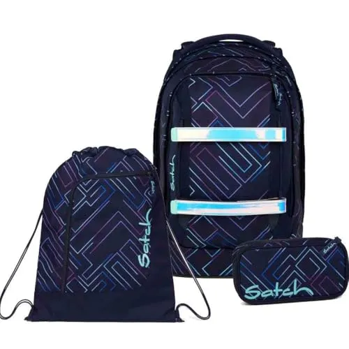 Satch Pack Purple Laser Schulrucksack Set 3tlg. von satch