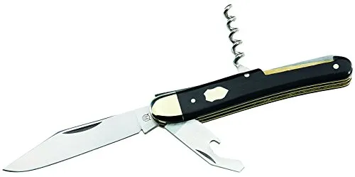 Hartkopf Taschenmesser mit Korkenzieher - Korkenzieher und Kombiwerkzeug aus Stahl 1.4410, edle Ebenholz-Griffschalen und Neusilberbacken für höchste Qualität und Langlebigkeit.