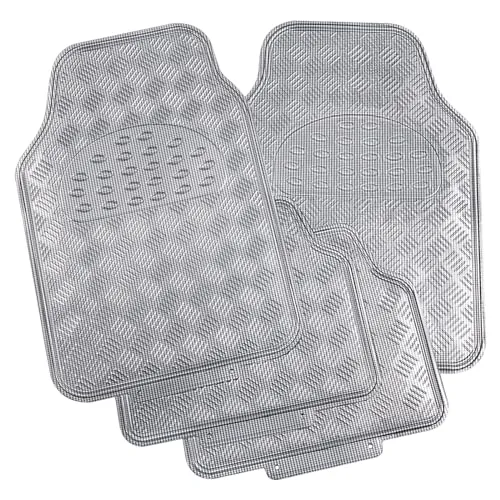 Woltu Auto-Fußmatte Set (4 St), Universale Automatte für PKWs und SUVs - Praktisches Fußmattenset für alle Jahreszeiten, aus widerstandsfähigem PVC. Ideal für saubere Autoinnenräume mit rutschfester Rückseite und erhöhten Rändern. Leicht zu reinigen und zu lagern.