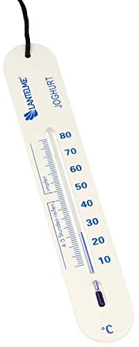 Lantelme Joghurt Thermometer mit Schnur Temperatur bis 80°C Analog mit Impfmarkierungen | Einkochen von Milch zum Herstellen von Käse Quark Joghurt Früchtejoghurt | Küchenthermometer für Milchprodukte