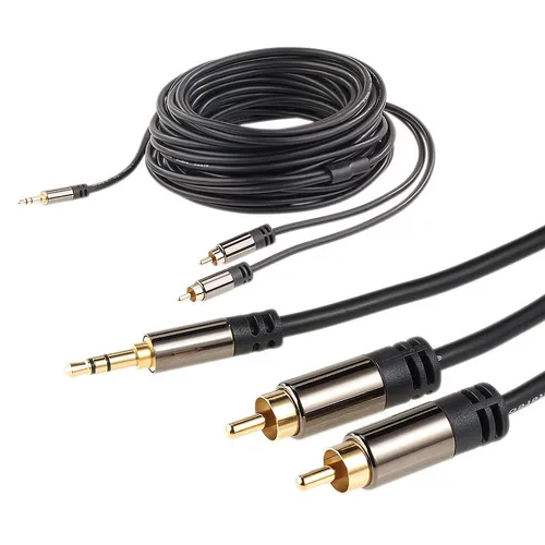 auvisio Premium-Stereo-Kabel 3,5-mm- auf 2 Cinch-Stecker, 10 m, vergoldet