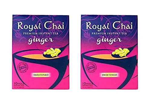 Royal Chai - Premium loesliches Tee Pulver - Ingwer Geschmack (gezuckert) 220g *2 Doppelpack