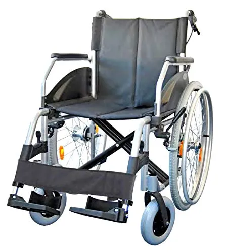 FabaCare Rollstuhl Lexis mit Trommelbremse, Standardrollstuhl faltbar, Steckachse, Transportrollstuhl bis 130 kg, Sitzbreite 45 cm