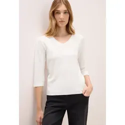 CECIL Damen 3227461 Basic V-Neck Shirt, Vanilla White, M