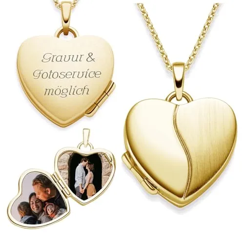 Amoonìc Herz Medaillon zum Öffnen mit Kette aus Gelbgold in gold von Amoonìc