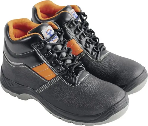 Power Safe Sicherheitsstiefel Jonas S3 schwarz-orange - Arbeitsschuhe & -stiefel, robust und sicher mit durchtrittsicherer Sohle, ideal für Bau und Industrie.