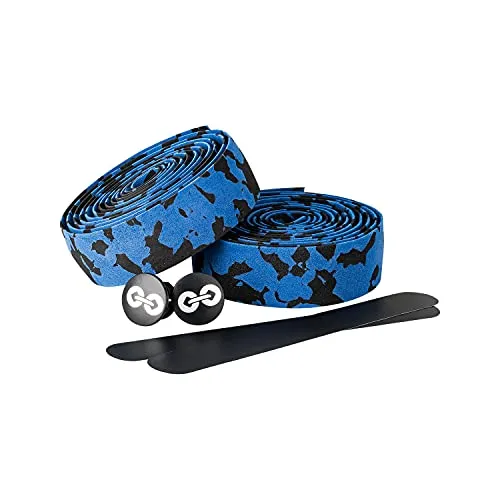 URBAN ZWEIRAD - Lenkerband Rennrad Camo Blau/Schwarz - inkl. Endstopfen und Klebestreifen - Griffband Rennrad Schwarz extra griffig - 200 cm x 3 cm - 3 mm Stärke