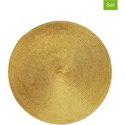 Excelsa Set von 6 Gold Tischsets - Platzsets aus hochwertigem, langlebigem Kunststoff, ideal für stilvolle Abendessen. Maße: 36xH0,2x36 cm, leicht zu reinigen und perfekt für jeden Gästetisch.