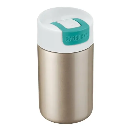 Kambukka Coffee-to-go-Becher, Thermobecher für unterwegs, 300 ml, einfaches Öffnen, rutschfester Silikonboden, spülmaschinengeeignet, Light Gold