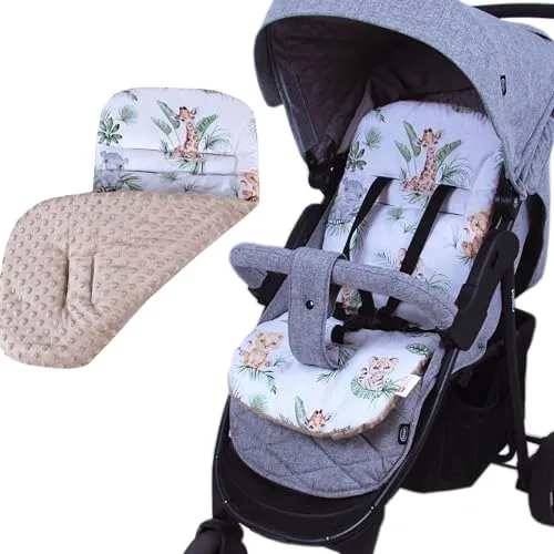 BabyLux SITZAUFLAGE für Kinderwagen Buggy Sitzeinlage Kinderwagenauflage (S124. Africa_Tiere)