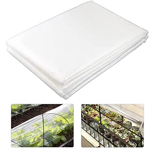 CYH 2M x 3M Extra Dick Polyethylenfolie Transparente Gewächshausfolie, Reißfest Gartenfolie aus Polyethylen, Plastikfolie Transparent Stark für Gartenarbeit Tomatenhaus Treibhaus Folie - 125Mu / 500G