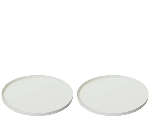 Kaemingk Dekotablett 2er Set - Rund, 30-35cm, Mattes Metall in Weiß - Elegante Serviertabletts aus mattem Metall, ideal für dekorative Anlässe oder den täglichen Gebrauch. Praktisch und stilvoll zugleich.