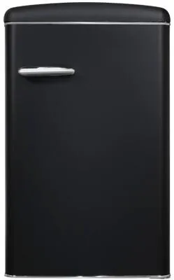 Exquisit RKS120-V-H-160E Stand Retro Vollraumkühlschrank - Retro Kühlschrank mit 122 L Volumen, ideal für kleine Küchen. Mit praktischer Gemüseschublade und individueller Temperatureinstellung in elegantem mattschwarz.