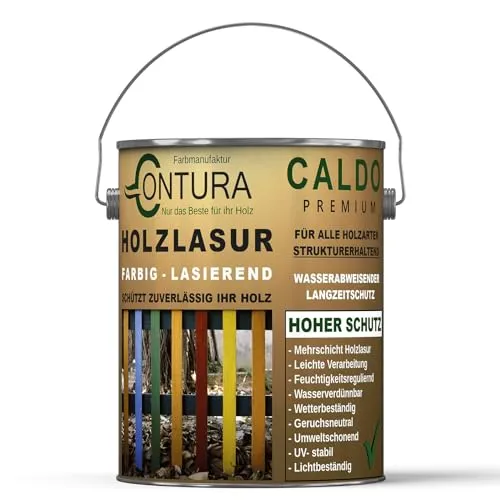 Contura Holzlasur 2,5 Liter Langzeitschutz Lasur + Pinsel Holz Außen Dauerschutzlasur Holzfarbe (Farblos - K6890)
