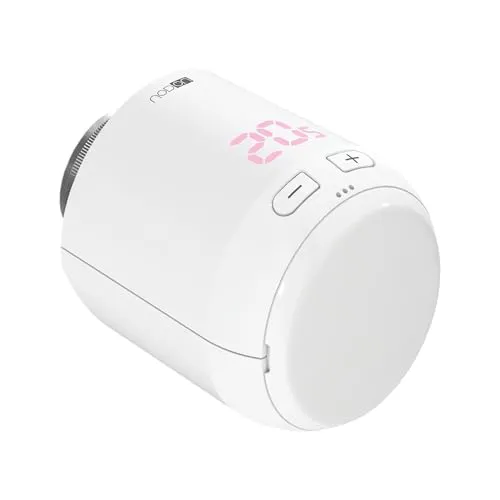 NodOn Zigbee Thermostat - Smartes Heizen mit App-Steuerung - Thermostat für Heizkörper, kompatibel mit Alexa und SmartThings. Spart Energie durch individuelle Heizpläne und einfache Installation mit Adaptern.