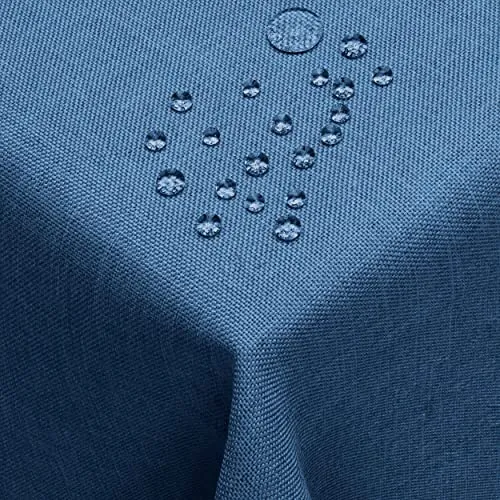 DecoHomeTextil Leinen Optik Tischdecke, Rechteckig 110 x 140 cm Dunkelblau, wasserabweisend, fleckenabweisend, abwaschbar, Lotuseffekt, bügelfrei