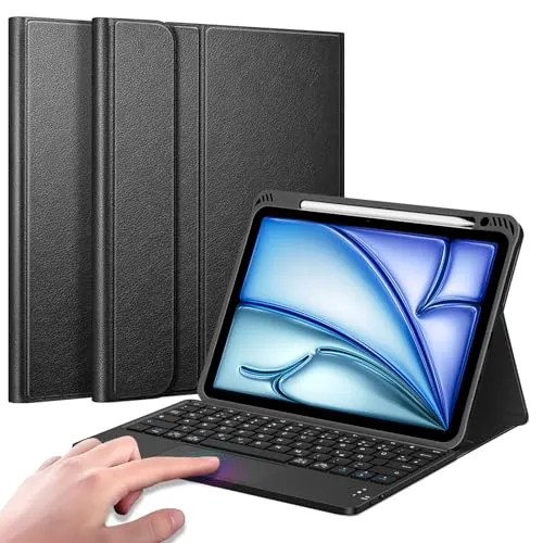 Fintie Tablet-Hülle mit Tastatur für iPad Air 11'' - Tastatur-Hülle für iPad Air 10.9 Zoll, mit abnehmbarer deutscher Tastatur und Touchpad, inkl. Stifthalter für optimalen Komfort.