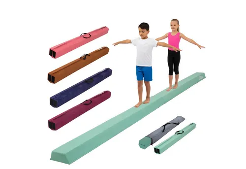 TRUTZHOLM Klappbarer Schwebebalken 300 cm in Mintgrün - Ideal für Balanceübungen, Reha und Turntraining. Mit Klettverschluss zum Verbinden mehrerer Balken. Leicht, rutschhemmend und einfach zu transportieren – perfekt für Zuhause oder unterwegs.
