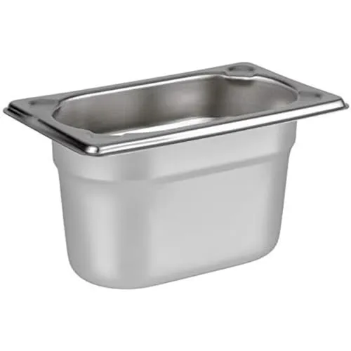 APS 81504 GN 1/9 Behälter, rostfreier Gastronormbehälter Edelstahl, Abmessungen 175 x 105 mm/Höhe 100 mm/Volumen 1,0 Liter