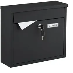 relaxdays Wandbriefkasten kompakt, schwarz
