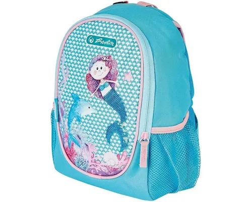 Herlitz Kindergartenrucksack Rookie, Mermaid - Schulranzen mit ergonomischem Rückenpolster und verstellbaren Gurten, perfekt für kleine Abenteurerinnen. Mit zauberhaftem Mermaid-Motiv und Wendepailletten.