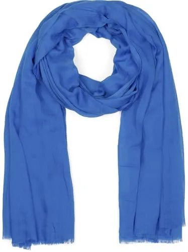 styleBREAKER Damen Schal Leicht & Transparent mit kurzen Fransen | Einfarbiges Halstuch für Frühling und Sommer | Weiches großes Schultertuch 188 x 100 cm, Farbe:Royalblau