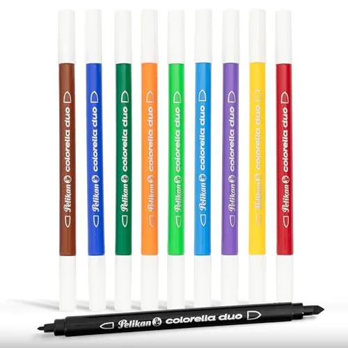 Pelikan Filzstifte Colorella Duo,10 Farben im Kunststoff-Etui, 10 Stück | Fasermaler