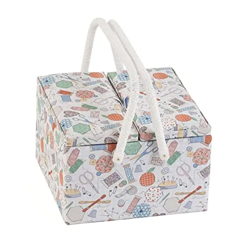 Hobby Gift, großer Doppeldeckel, zwei Griffe, Bastel-Hobby-Nähkästchen, Happydashery