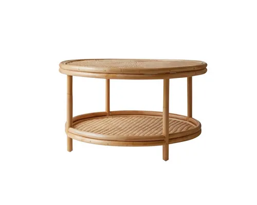 Tikamoon Couchtisch Ella aus natürlichem Rattan - Eleganter Couchtisch aus lackiertem Rattan mit stilvoller Tischplatte und robustem Gestell. Ideal für ein modernes und gemütliches Wohnzimmer. Maße: H 45 x B 80 x T 80 cm.