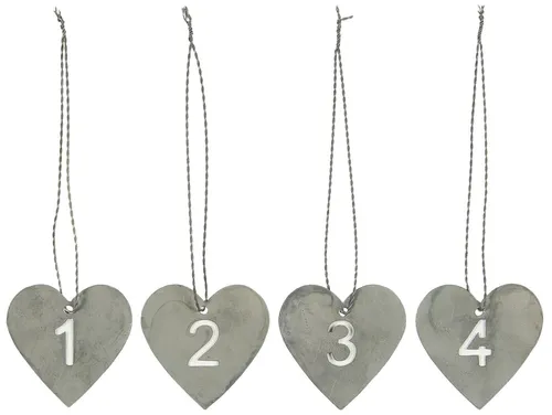 4tlg. Advent Kerzenanhänger 1-4 Herz Metall Adventdekoration XMAS Landhaus Heart
