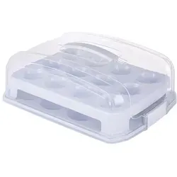 Relaxdays Muffin Transportbox für 24 Stück Transparent,Grau