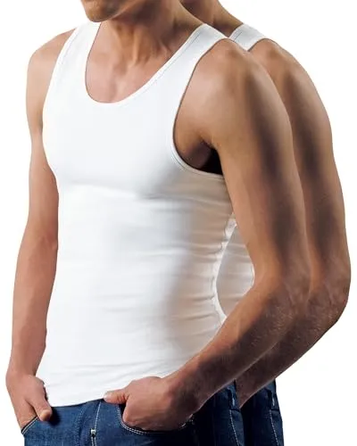 Nur Die 2er Pack Unterhemd unifarben weiche & atmungsaktive 100% Baumwolle Kurzarm Unterhemd Herren, weiß, XL