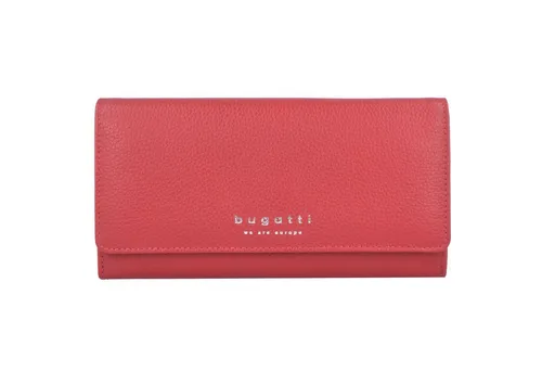 bugatti Linda Wallet With Flap - Elegante rote Geldbörse - Elegantes Portemonnaie aus 100% echtem Leder mit 18 Kartenfächern und sicherem Druckknopfverschluss. Ideal für stilbewusste Damen!