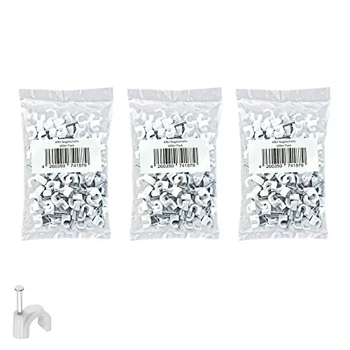 Nagelschelle 10mm 300x Kabelschelle weiss allzweck Nagelschellen Rundschelle Kabelbefestigung Kabel Befestigung Nagel universal 9-10 mm ARLI 300 Stück weiß