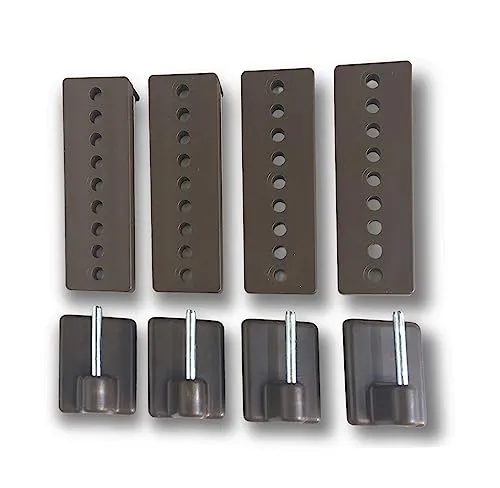 prodecoshop Scheiben-Gardinenhaken - 4 Stück, selbstklebend, verstellbar, für Vitragenstangen, Braun, Kunststoff