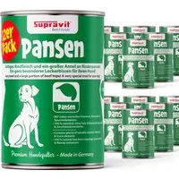 Supravit Premium Hundefutter Nass | 100% Fleisch und Pansen | Set mit 12 x 410g Dosen - Hochwertiges Nassfutter für Hunde mit 100% Fleischanteil und schmackhaftem Pansen. Getreidefrei und leicht verdaulich, ideal für ernährungssensible Hunde. 12 x 410g für eine natürliche und artgerechte Ernährung.