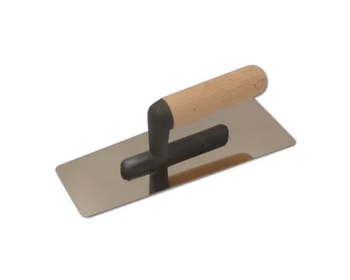 DEWEPRO Venezianische Glanzputz Glättekelle - Glättkellen - Perfekte Oberflächen für Profis mit trapezförmigem, gehärtetem Edelstahlblatt und komfortablem Holzgriff für ermüdungsfreies Arbeiten.