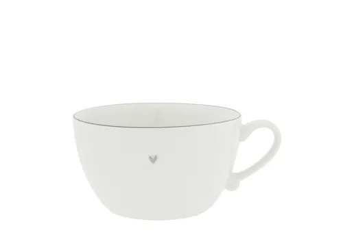 Bastion Collections Tasse Graues Herz, Keramik, Spülmaschinengeeignet, Weiß, Motiv: graues Herz