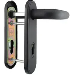 FH-Drückergarnitur,Kurzschild,oval 80 P,Profilzylinder gelocht,9/72 - schwarz