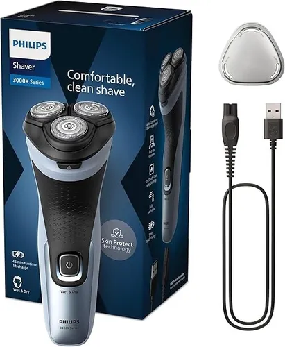 PHILIPS Shaver 3000X Series X3053/00 - Herrenrasierer für Nass- und Trockenrasur, mit hautschonender Technologie für ein angenehmes Rasurerlebnis.