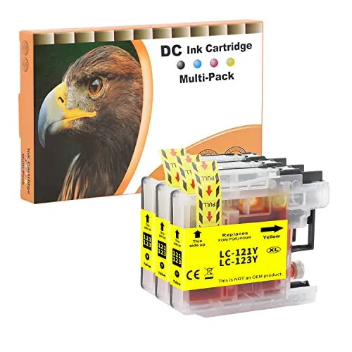 D&C 3X Gelb Druckerpatronen Kompatibel für Brother LC-123 LC123 XL für DCP-J152W DCP-J172W DCP-J4110DW DCP-J552DW DCP-J752DW MFC-J245 MFC-J4410DW MFC-J4510DW MFC-J4610DW MFC-J470DW J4710DW J650DW