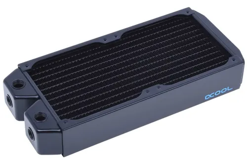Alphacool NexXxoS XT45 240mm Radiator aus Vollkupfer - Hochleistungs-Radiator für PC-Wasserkühlung, ideal zur effizienten Wärmeabführung bis zu 1400 W bei 30°C und 4000 rpm Lüftergeschwindigkeit.