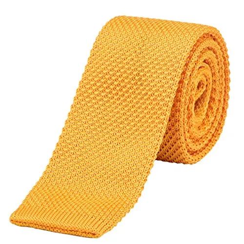 DonDon schmale Strickkrawatte 5 cm - gelb