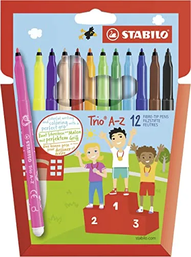 STABILO® TRIO A-Z 12 STÜCK INKL. 2 NEONFARBEN IM ETUI  NEU OVP