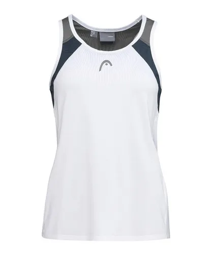 Head Tennis-Tank Top Club für Mädchen - Racer Back in Weiß/Navy - Modernes Tanktop aus dehnbarem Material für optimalen Komfort. Mit kühlender Technologie und schnelltrocknendem Gewebe ideal für aktive Tage. Erhältlich in verschiedenen Farben.