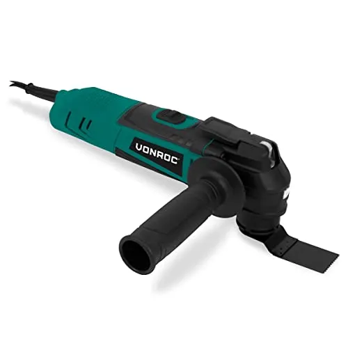 VONROC Oszillierendes Multitool 350W – Variable Geschwindigkeit 12.000 – 22.000 U/min. – Inkl. Schleifteller, Klinge für Eintauchschnitte, Schaberklinge und Adapter für Staubabsaugvorrichtung
