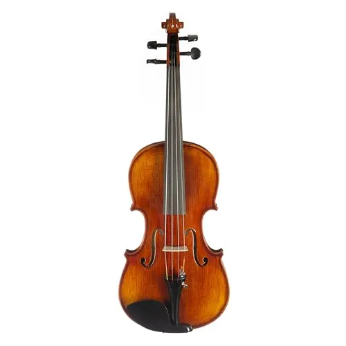 Fame FVN-118 Violine 3/4, Massiver Ahornkorpus, Fichtendecke, Ebenholz-Griffbrett, Guarneri-Kinnhalter, Ebenholz-Saitenhalter, Schweizer Modell Stimmwirbel, Brasilholzbogen, Inklusive Etui