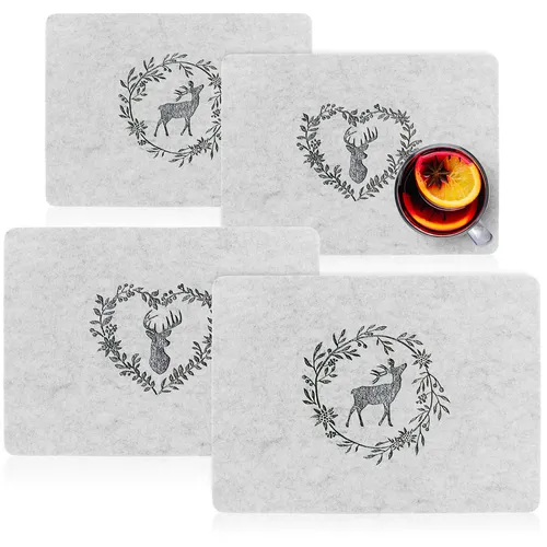 4-teiliges Platzset Hirsch mit Ehrenkranz von COM-FOUR