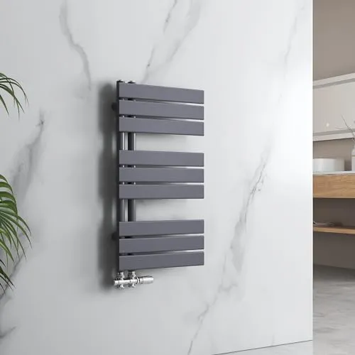 EMKE Badheizkörper Handtuchhalter 762x400 mm, Handtuchheizkörper Seitenanschlusss Flach Handtuchwärmer Handtuchtrockner Heizkörper Bad Handtuchheizung Anthrazit 360W