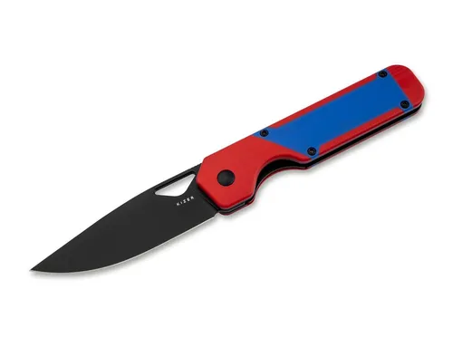 Kizer Taschenmesser Militaw G10 Red & Blue - Taschenmesser mit futuristischem Design, inspiriert vom Kolibri. Aus robustem Nitro-V-Stahl, mit rotem G10-Griff und Liner-Lock für Sicherheit. Perfekt für Outdoor und Alltag.
